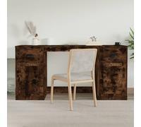 Wall Mounted Desk Smoked Oak 154.5x50x75cm Engineered Wood with Cabinet 1 Drawer