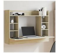 Wall Mounted Desk Sonoma Oak 105x48x75 cm Engineered Wood Matte Shelf Compact PC
