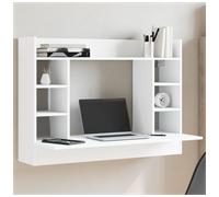 Wall-mounted desk White Engineered Wood 105x48x75 cm Matte Shelf Storage Compact