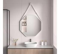 Wall Mounted Diamond Shaped Bathroom Mirror 40/50/60/70cm Decorative Metal Framed Makeup Mirror with Lanyard for Bedroom Entryway White Finish (40x40cm)