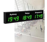 Wall Mounted Digital LED World Clock, Multiple Time Zones Display, for Multinational Enterprises and Hotels