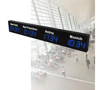 Wall Mounted Digital LED World Clock with Multiple Time Zones for Multinational Enterprises and Hotels