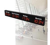 Wall Mounted Digital LED World Clock with Multiple Time Zones for Multinational Enterprises and Hotels