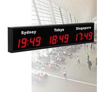 Wall Mounted Digital LED World Clock with Multiple Time Zones for Multinational Enterprises and Hotels