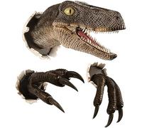 Wall-Mounted Dinosaur Resin Sculpture,With Claw Props Replica Set,3d Dinosaur Wall Head Sculpture For Home Art Decoration In Family,Wall-Mounted Dinosaurs Art,B Pcs
