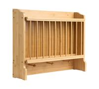 Wall-Mounted Dish Rack MADELEINE Bamboo Light Brown