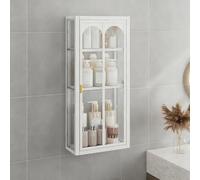 Wall-mounted display cabinet,Wall Mounted Glass Display CabinetCompact Storage for Kitchen Bathroom Bedroom & Living RoomBlack Wall Cabinet with Door (30x14x53.5CM/11.8x5.5x21.1IN)