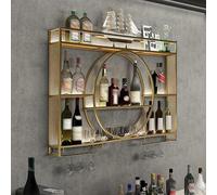 Wall Mounted Display Cabinet with Stools, Space-Saving Storage Solution for Home Bar or Living Room