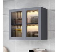 Wall-mounted display cabinet,Wooden Bathroom Display Stand Storage Cabinet with Glass Doors Kitchen Medicine Cabinets Over The Toilet Hanging Pantry Storage Cabinet Bathroom/Bedroom/Kitchen