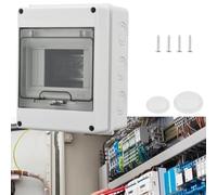Wall-Mounted Distribution Box IP65 Waterproof Fuse Box 1 Row for for 5 Modules ABS Enclosure with Transparent Door Lockable Cover 63A Rated 110 x 150 x 90 mm