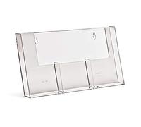 Wall-Mounted DL Portrait Leaflet Holder with 3 Pockets - Clear Acrylic Display for Brochures, Flyers, and Promotional Materials - Efficient Space Saver