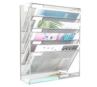 Wall Mounted Documents A4 Organizer 5 Tier File Rack for Office and Home Use Space Saving and Sturdy silver