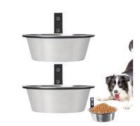 Wall Mounted Dog Bowl, Stainless Steel Feeder Set, Hanging Pet Dish Holder, Foldable Anti-Spill Stand, Easy Clean Feeding Design, For Home