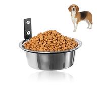 Wall Mounted Dog Bowl, Stainless Steel Hanging Pet Bowl Foldable Food and Water Bowls Anti-Roll for Dog Cat Bird Guinea Pig Rabbit Silver 20 * 8 cm