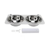 Wall Mounted Dog Feeder | 0.8L Stainless Steel Elevated Bowls | Adjustable Height for Puppy/Small Dogs | Rustproof & Dishwasher Safe | Includes 2 Bowls & Mounting Kit