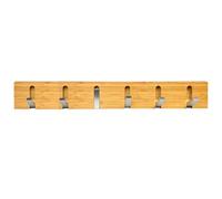 Wall Mounted Door Hooks Coat Hang Racks Wall Organizer Cloths Hanger Bamboo Wood Foldable Wardrobe Hooks Hats, Scarves, Keys, Towel Holder, Folding Shelf (6 Hooks)