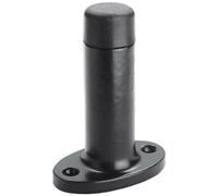 Loops Wall Mounted Doorstop Cylinder on Oval Rose Rubber Tip 75mm Black Antique Loops Black