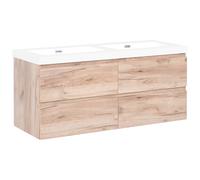 Wall Mounted Double Basin Vanity Unit RANCO 120 cm Light Brown