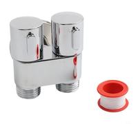 Wall-Mounted Double Outlet Angle Valve G1/2 Inlet Alloy Construction for Bathroom Toilet Bidet Water Control with Dual Switch Design, Silver(Silver)
