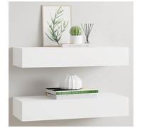 Wall-mounted Drawer Shelf 60x23.5x10cm White MDF & Metal Compact for Keys+Jewels
