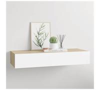 vidaXL Wall-mounted Drawer Shelf Oak and White MDF Floating Cabinet Wall Shelf