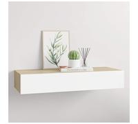 Wall-mounted Drawer Shelf 60x23.5x10cm White MDF & Metal Floating Storage Entry