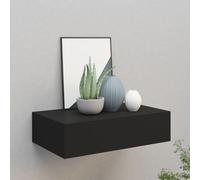 Wall-mounted Drawer Shelf Black 40x23.5x10cm MDF & Metal Floating CompactUnitXL