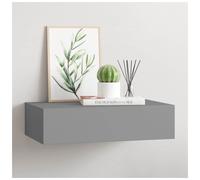 Wall-mounted drawer shelf Grey MDF & Metal 40x23.5x10cm Floating Storage Compact