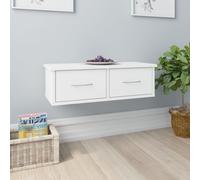vidaXL Wall-mounted Drawer Shelf White Engineered Wood Floating Shelf Cabinet