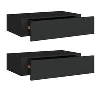 vidaXL 2x Wall-mounted Drawer Shelves Black MDF Wall CabinetFloating Shelf