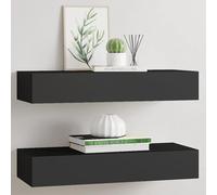 Vidaxl Wall-Mounted Drawer Shelves 2 Pcs Black 60X23.5X10Cm Mdf