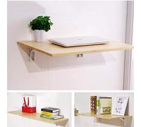 Wall-Mounted Drop-Leaf Desk Folding Wooden Work Table Space-Saving PC Table Convertible Nightstand Compact Wall-Mounted Desk for Home Office
