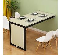 Wall-Mounted Drop-Leaf Table - Solid Wood Folding Kitchen & Dining Desk Space-Saving Workstation 39"x24" Modern White Maple & Black Finish for Small Spaces Versatile Home Office Solution