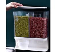 Wall-Mounted Dry Food Dispenser, Plastic Transparent Wall-Mounted Single Dry Rice Container Storage Box, With A Sealed lid, for Grain, Rice, Candy, Coffee Beans(3000ml)