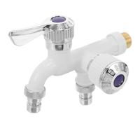 Wall Mounted Dual Control Faucet with Garden Hose Connector for Kitchen | Two Independent Outlets, Plastic and Metal Construction, Quick Hookup, 1.6mpa Pressure, 0 to 90°c Operation