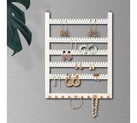 Wall Mounted Earring Organizer, Earring Holder Organizer Wall,Solid Wood Earring Hanging Jewelry Organizer and Storage, Wooden Necklace Holder, Earring Display for Studs, Dangling, Bracelet and Rings