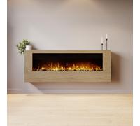 Wall-Mounted Electric Fire with Oak Surround - 60 Inch - AmberGlo