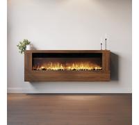 Wall-Mounted Electric Fire with Walnut Surround - 60 Inch - AmberGlo