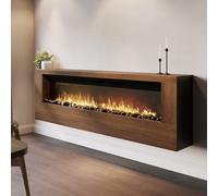 Wall-Mounted Electric Fire with Walnut Surround - 70 Inch - AmberGlo