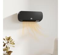 Wall Mounted Electric Heater with Timer Overheat Protection Black HOMCOM Black One Size