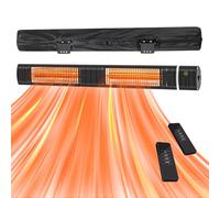 Wall-Mounted Electric Outdoor Heater, Electric Patio Heater, 3000W Infrared Heater, 3 Heat Levels, 1s Gold Halogen Heating Tubes for Backyard, Garage, Black