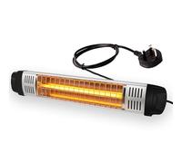 Wall-Mounted Electric Patio Heater 1800W, Carbon Infrared Outdoor Heater with Push Button Control, Waterproof IP65, Graphene Lamp, 1.5m Power Cord, Black/Silver (Black/Silver)