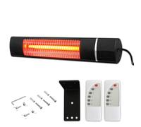 Wall Mounted Electric Patio Heater with Remote Control | 2000W Carbon Infrared Outdoor & Indoor Heater | 3 Heat Settings 750W/1500W/2000W | IP65 Waterproof | Graphene Lamp | Black (Black)