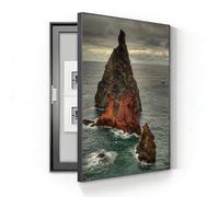 Wall Mounted Electrical Panel Cover Meter Box Decorative Painting Hidden Circuit Breaker Panel Modern Fuse Box Cover Cabinet With Ps Frame For Home Living Room Office(B-R,60cm*80cm(23.6 * 31.5in))