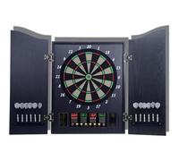 Wall-Mounted Electronic Dart Board with Double Wood Door & LCD Display, Digital Scoreboard, 27 Games & 243 Variations, Includes Soft Darts for Family Game Room, Clubs & Events