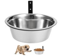 Wall Mounted Elevated Dog Bowl Stainless Steel Easy Clean Silver