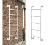 Wall Mounted Emergency Egress Ladder for Window Well, Basement Egress Ladder 3.3-9.8Ft White Climladder for Loft Attic Metal Step Ladder for Warehouse Roof Outside Walls/1.9M/6.2Ft/75In