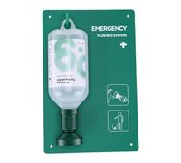 Wall Mounted Eye Wash Station with 32 Oz Solution | Includes sterile 0.9% NaCl solution, durable polystyrene, suitable for industrial use, reliable eye safety protection