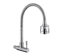 Wall-Mounted Faucet, 304 Stainless Steel Single Cold Faucet, Wall-Mounted in The Kitchen Sink Balcony Laundry Pool-B