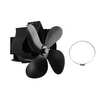 Wall Mounted Fireplace Fan Heat Powered 4 Blade Wood Stove Fan Self Generating No Electricity Needed for Home Fireplaces Camping Outdoor Activities Aluminum Alloy Lightweight (Black)